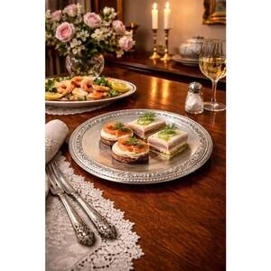 Reed & Barton 1950s Silverplate Bel Air 1201 Serving Sandwich Platter Plate, 10”